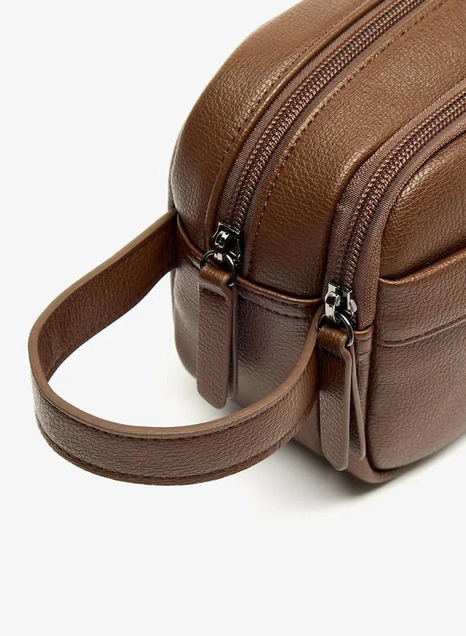 DUCHINI Men's Solid Pouch with Zip Closure and Wristlet Strap