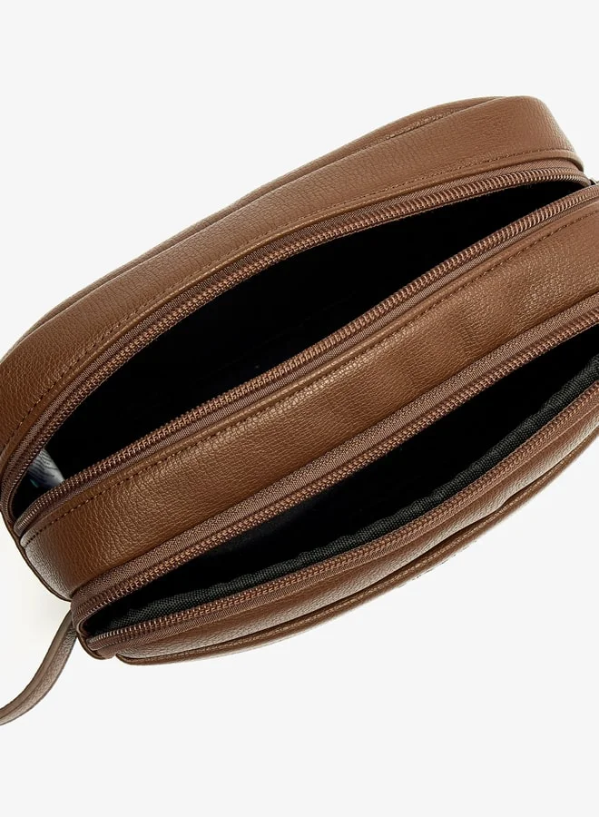 DUCHINI Men's Solid Pouch with Zip Closure and Wristlet Strap