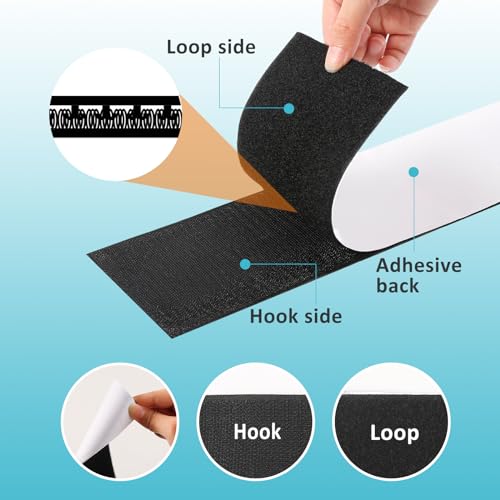 SKYNEO 4.4''×16.5 Feet Black Heavy Duty Hook and Loop Tape Adhesive, Keep Couch Cushions from Sliding or Blowing at Outdoor, Picture Wall Hanging, No Punching Wall Mounting, Keep Your Carpet Rugs in Place - Image 3