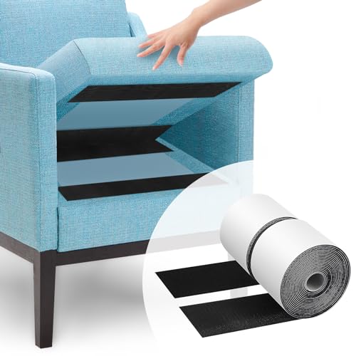 SKYNEO 4.4''×16.5 Feet Black Heavy Duty Hook and Loop Tape Adhesive, Keep Couch Cushions from Sliding or Blowing at Outdoor, Picture Wall Hanging, No Punching Wall Mounting, Keep Your Carpet Rugs in Place - Image 1
