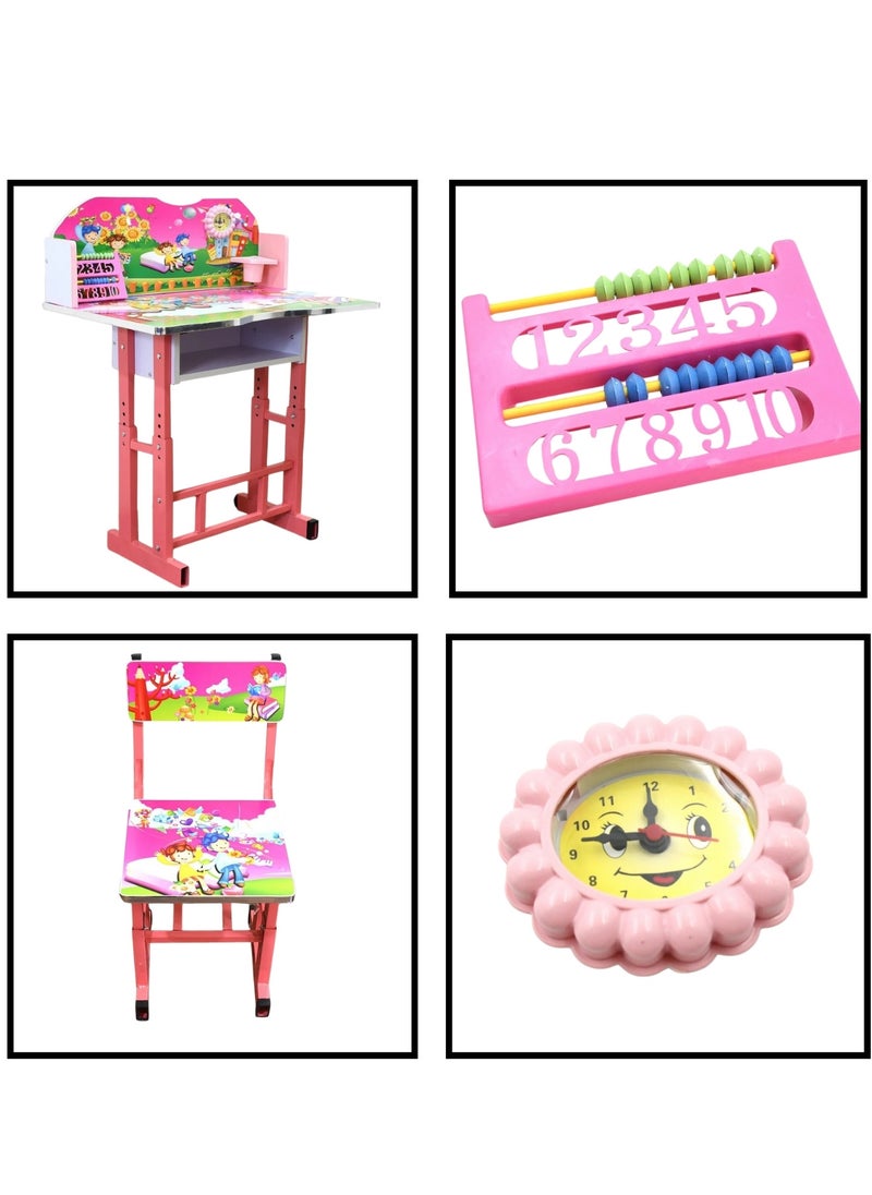 Generic - Education Study Table And Chair With Attached Clock - Image 1