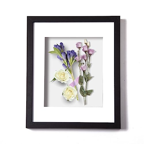 إطار صندوق الظل 11x14 من موزيلايف خشب إطار صورة ثلاثي الأبعاد مع غطاء زجاجي علبة عرض مع مات لتعليق الصور على الحائط باللون الأسود