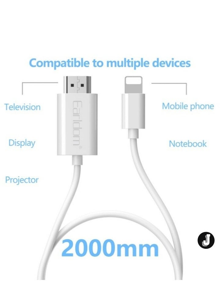 JAJEEK "ET-W33 HDMI to Lightning Adapter Cable, 2 Meters – High-Definition Streaming for iPhone & iPad"  - Image 2