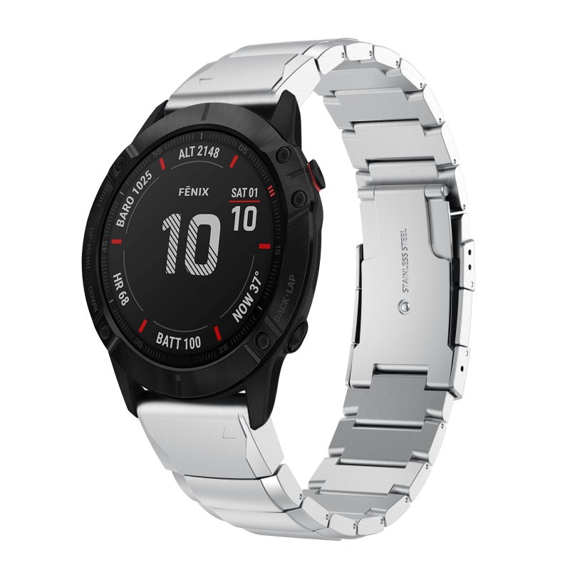S-TOP For Garmin Fenix 6X Pro 26mm Tortoise Shell Stainless Steel Watch Band(Sliver) - Image 1