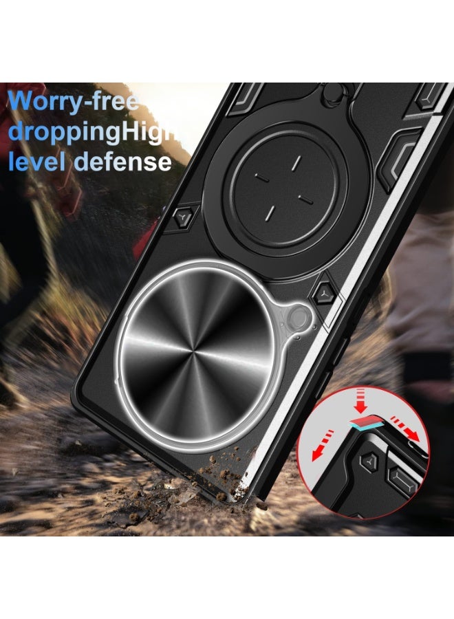 for Honor X9c Smart 5G Case, Slide Camera Lens Cover, Magnetic Ring Holder Kickstand Protective Phone Case for Honor X9c Smart 5G, Black - Image 4