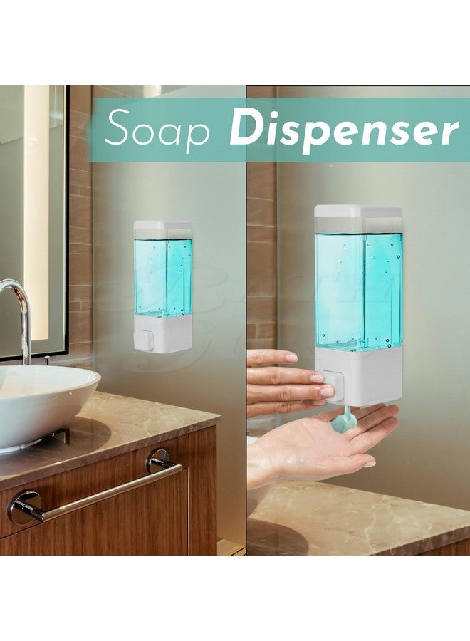 BATH GURU ABS Plastic Soap Shampoo Sanitizer Lotion Gel Dispenser Liquid Handwash Soap Dispenser for Bathroom Kitchen 350 Ml Clear (White) - Image 3