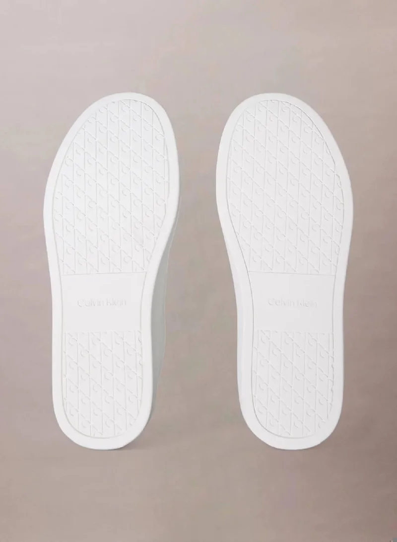 Calvin Klein Jeans Bright White/Deco Green Smooth Leather Classic Trainers for Men | Best Price UAE