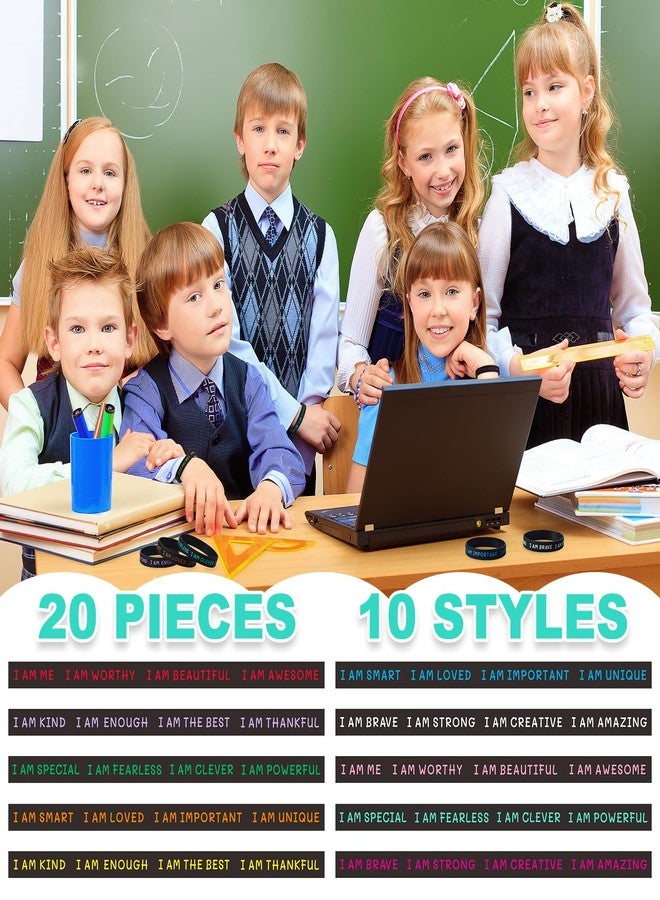 CYCLUSIVE 20 Pieces Students Inspirational Wristbands Rubber Bracelets Fun Motivational Wristbands for Kids Students Back to School Gifts - Image 4