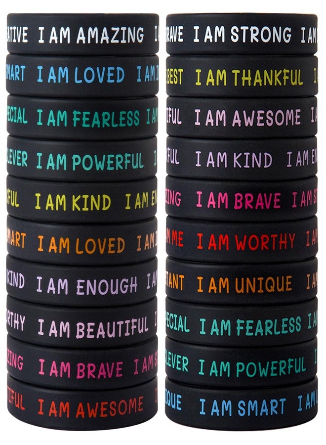 CYCLUSIVE 20 Pieces Students Inspirational Wristbands Rubber Bracelets Fun Motivational Wristbands for Kids Students Back to School Gifts - Image 1