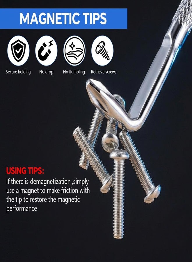 Serplex® 3-Piece 7.28in Double End Angled Screwdriver Set, Magnetic 90° Offset Screwdrivers with PH1 PH2 SL6 H2.5 H3 Tips, Chrome Vanadium Steel Reach Tool for Tight Spaces & DIY Repair, 18.5cm - Image 5