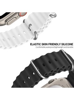 Generic Ocean Band Compatible with Apple Watch Band Ultra 49mm 45mm 44mm 42mm, Adjustable Loop with Buckle Soft Stretchy Silicone Sports Band for iWatch Series SE 8 7 6 5 4 3 2 1 Men Women, Black  - Image 3