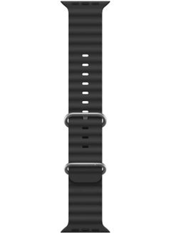 Generic Ocean Band Compatible with Apple Watch Band Ultra 49mm 45mm 44mm 42mm, Adjustable Loop with Buckle Soft Stretchy Silicone Sports Band for iWatch Series SE 8 7 6 5 4 3 2 1 Men Women, Black  - Image 4