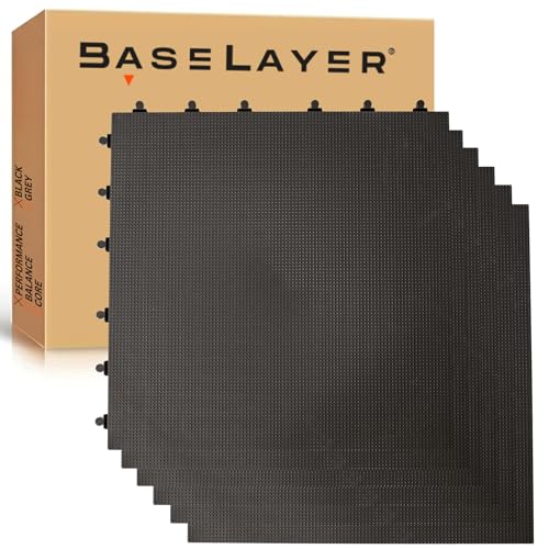 Baselayer Performance Series Interlocking Floor Tiles - Durable ½ in TPE (Rubber Like, NOT Foam, no Odor) - Gym Flooring for Weights & Heavy Equipment - Black, 15 SqFt (6 Pack) - Made in USA - Image 1