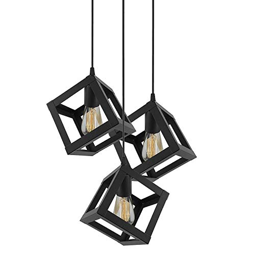 SINOMAN Black Hanging Lights for Living Room/Pendant Lights for Ceiling/Hanging Lamps for Home Decoration/Decorative Hanging Lights,Metal (Sqaure Cluster, Without Bulb) - Image 3
