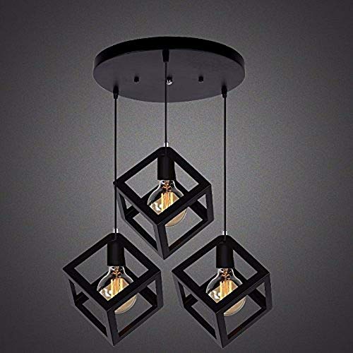 SINOMAN Black Hanging Lights for Living Room/Pendant Lights for Ceiling/Hanging Lamps for Home Decoration/Decorative Hanging Lights,Metal (Sqaure Cluster, Without Bulb) - Image 2
