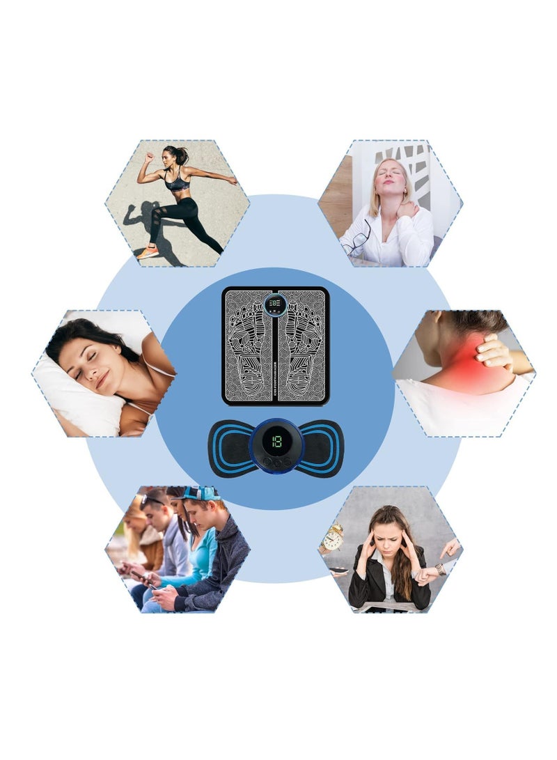Ems Electric Foot Massagers Set with 1 Foot Massager and 1 Mini Neck Massager Pads Foot Massager Portable USB to Relieve Pain and Blood Circulation - Image 5