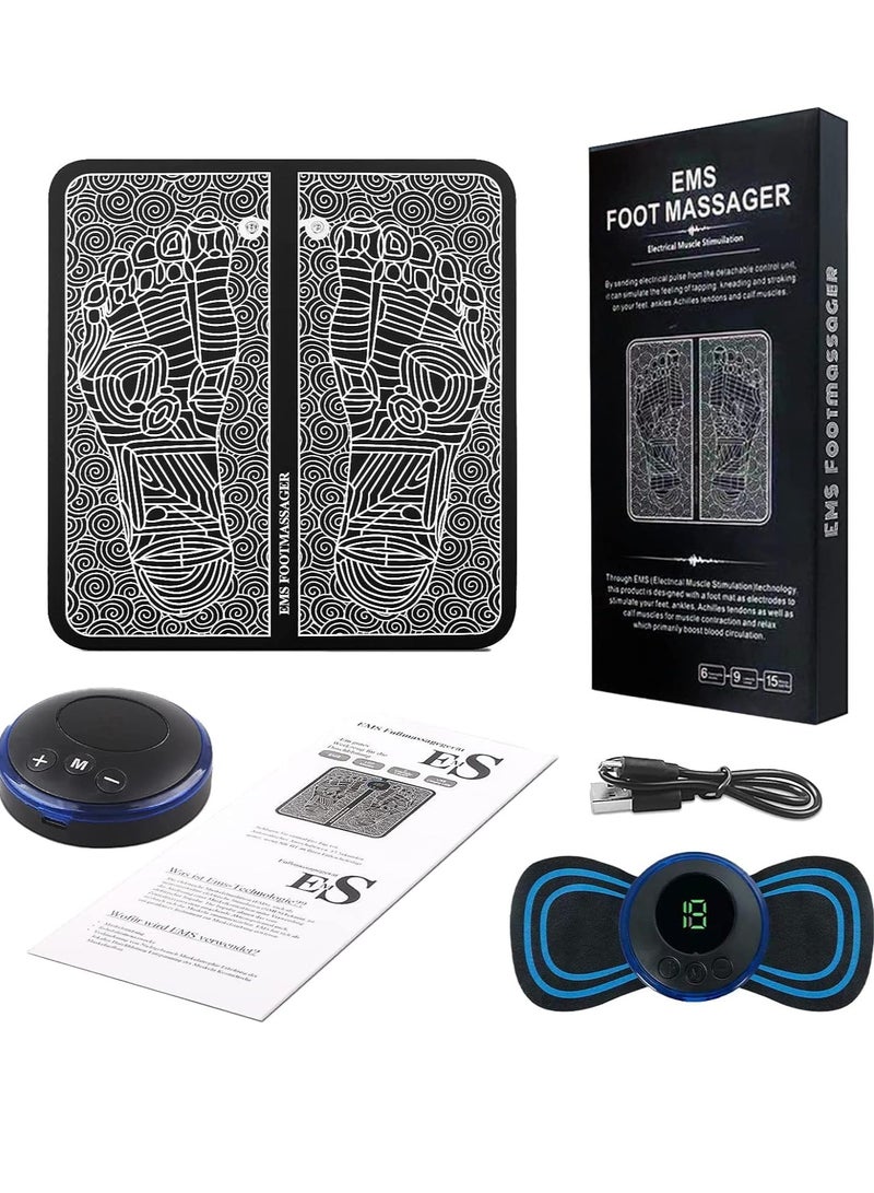 Ems Electric Foot Massagers Set with 1 Foot Massager and 1 Mini Neck Massager Pads Foot Massager Portable USB to Relieve Pain and Blood Circulation - Image 2