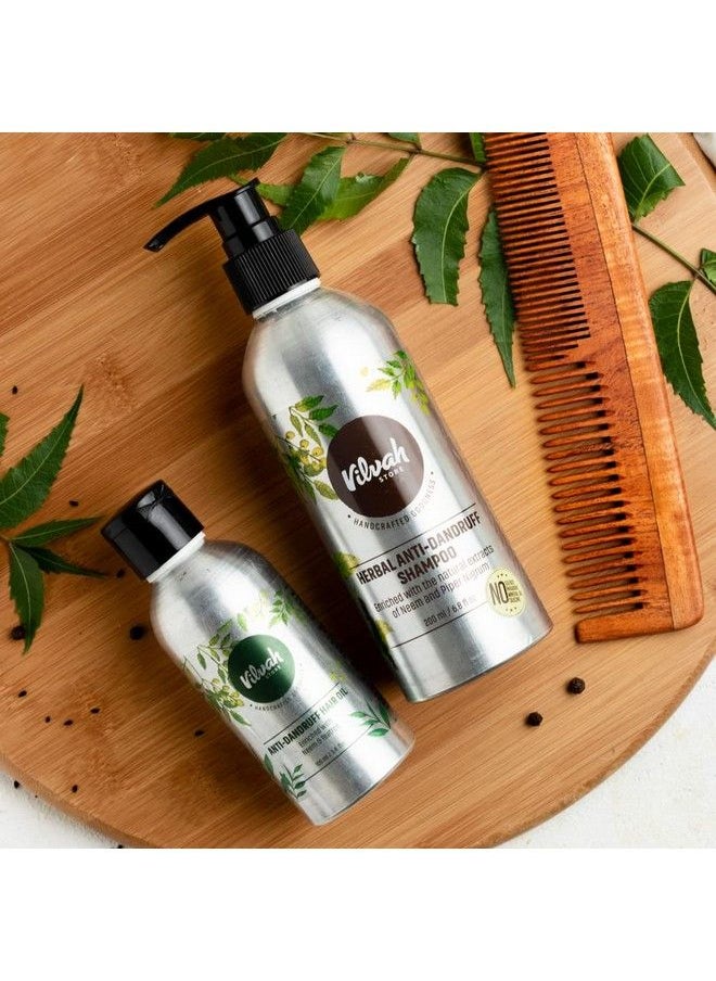 vilvah STORE - Antidandruff Combo Herbal Shampoo (Dandruff Control) + Antidandruff Hair Oil + Neem Wood Comb 300Ml - Image 1