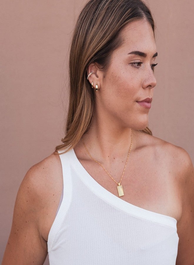 Lemon Grass 18K Gold Plated Sunburst Beam Tag Pendant Necklace | Gold Sunbeam Layering Necklace 16''+2'' - Image 3