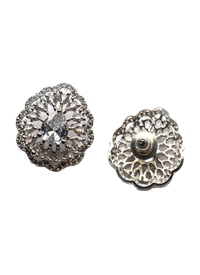 StileAdda Silver-Plated CZ & AD-Studded Jewellery Set with Floral Design - Image 5