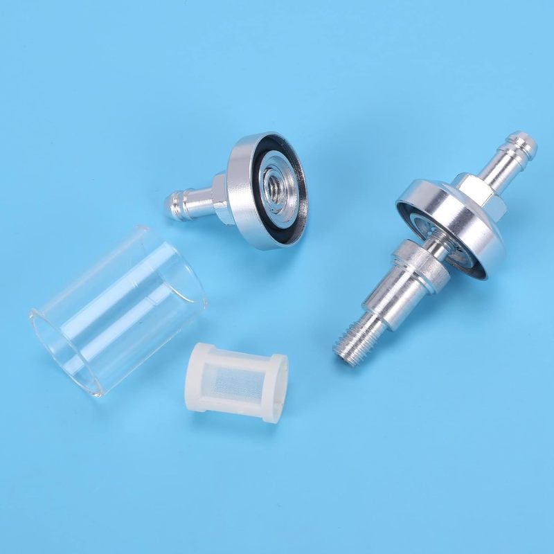 Glass Fuel Filter: 8mm Input Output, Alloy And Glass Shell, Spiral Cleaning Filter - Red, For 5/16 Inner Diameter Hoses - Image 3