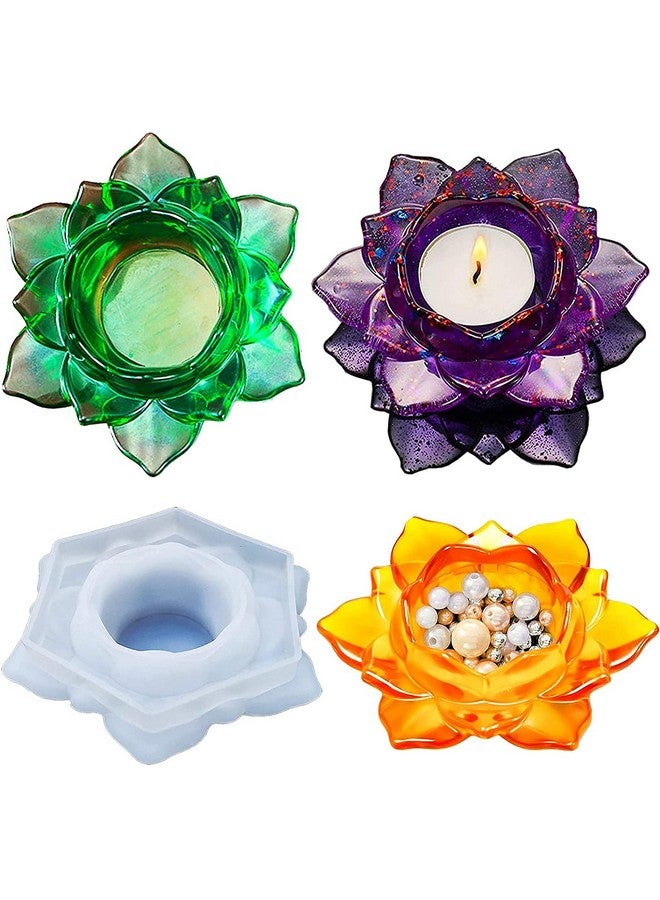 Snoogg SNOOGG® Pack of 2 Silicone Moulds of Tea Light Candle Holder in Lotus Shape for Epoxy Resin Art, DIY, Casting,Making Coaster, Home Decoration, Cup Mat and More ..  - Image 1