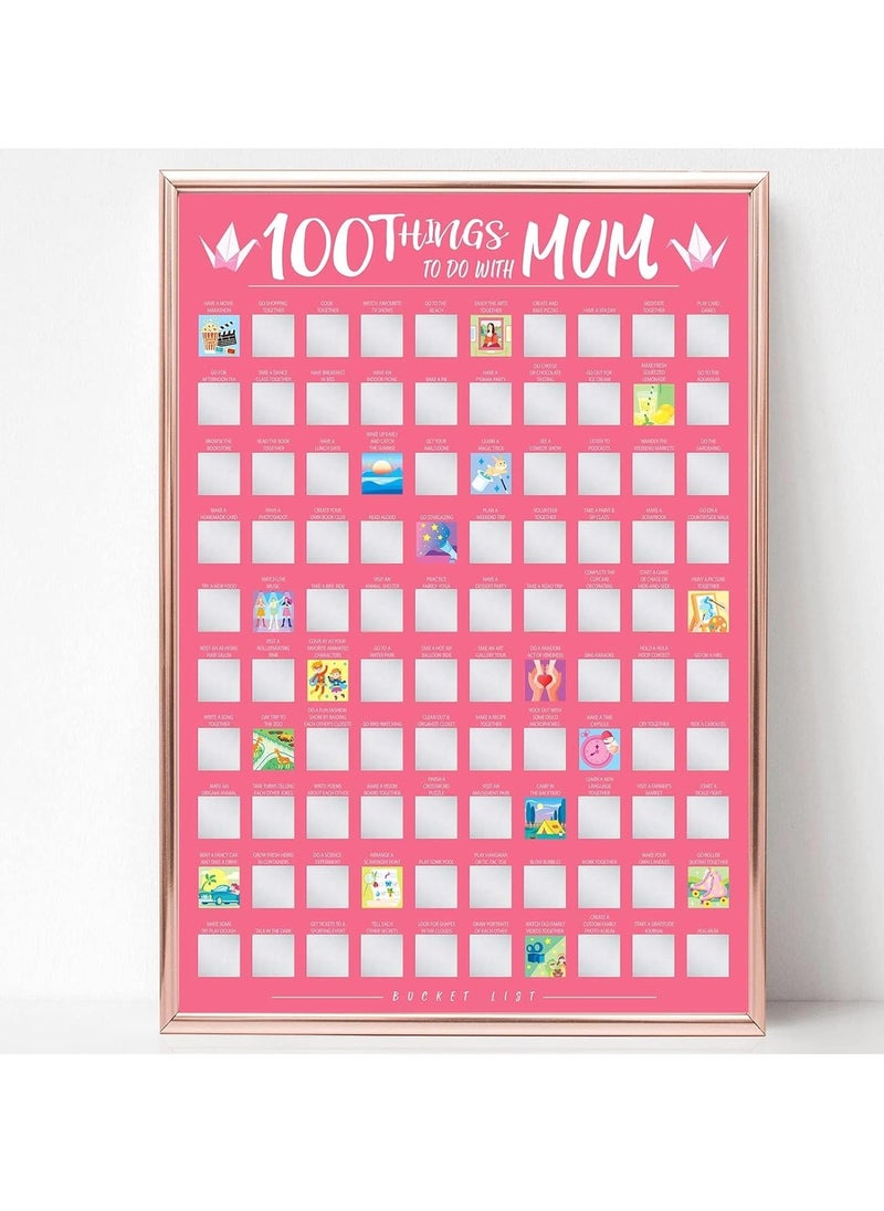 Generic - Mum Gift 100 Things To Do with Mum Scratch Off Activity Poster, Large To Do Bucket List 100 Dates Scratchable Poster for Mother's Day Birthday Gift, with Kraft Paper Box and Scraper - Image 1