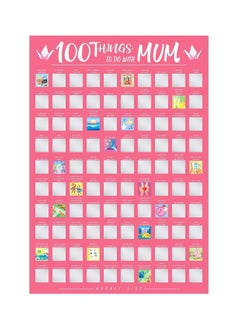 Mum Gift 100 Things To Do with Mum Scratch Off Activity Poster, Large To Do Bucket List 100 Dates Scratchable Poster for Mother's Day Birthday Gift, with Kraft Paper Box and Scraper