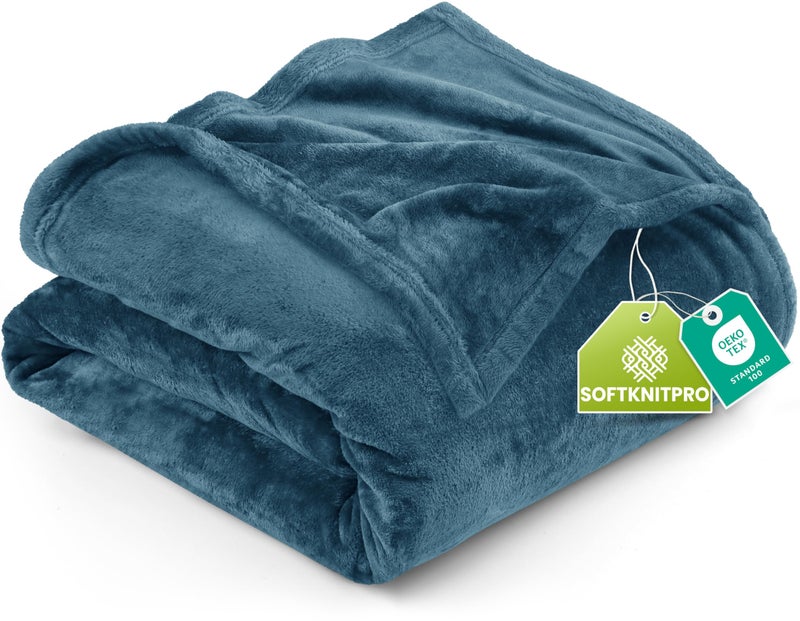 Utopia Bedding Fleece Blanket King Size Stone Blue 300GSM Luxury Fuzzy Soft AntiStatic Microfiber Bed Blanket 90x102 Inch