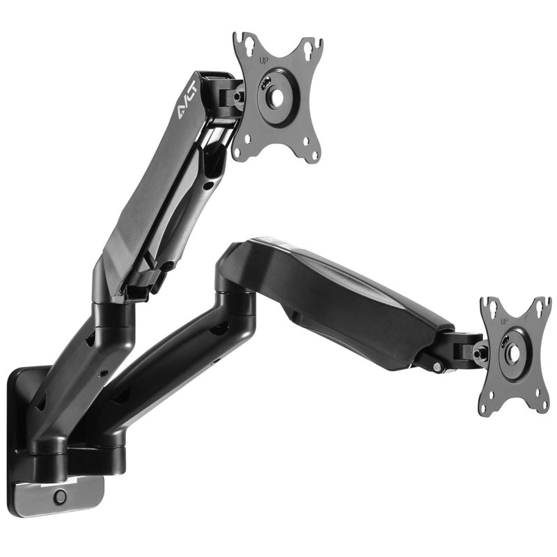 AVLT Dual 17"-32" Monitor Wall Mount fits Two 19.8 lbs Flat/Curved Computer Monitor Full Motion Height Swivel Tilt Rotation Adjustable Monitor Arm - VESA/Cable Management - Image 1