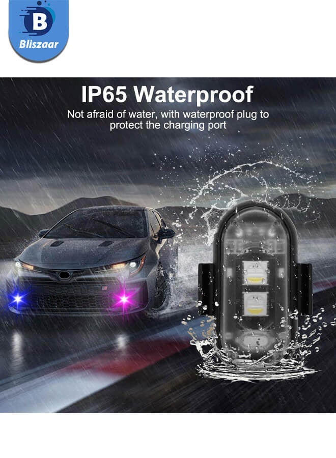 Bliszaar Wireless LED Strobe Lights 4PCS with Remote Control 8 Colors USB Charging Waterproof Anti-Collision Emergency Warning Lights for Car Motorcycle Drone Aircraft Bike Outdoor Use - Image 4