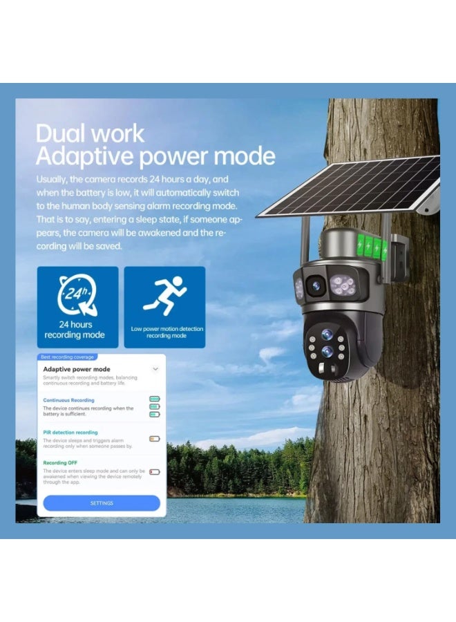 2 Pcs 8MP Dual Lens Outdoor CCTV Cameras – 360° Wireless Security Cameras with 4G SIM Connectivity, Solar Powered, Full-Color Night Vision, PIR & AI Human Detection, Two-Way Audio, 64GB Memory, V380 Pro App Remote Control