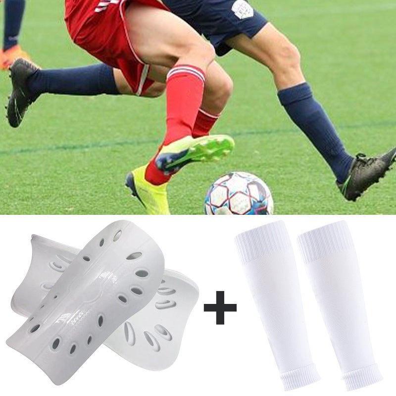 Generic Amazon cross-border dispensing football socks mid-calf elastic socks sports protective baffle Stadium equipment suit wholesale White two-piece set