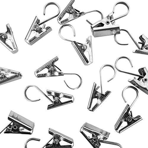 Super Z Outlet Heavy Duty Satin Nickel Curtain Clips w/Hook for Photos, Showers, Bedroom, Living Room, Home Decoration, Arts & Crafts, 1.5" x 0.5" inch (20 Hooks) - Image 5