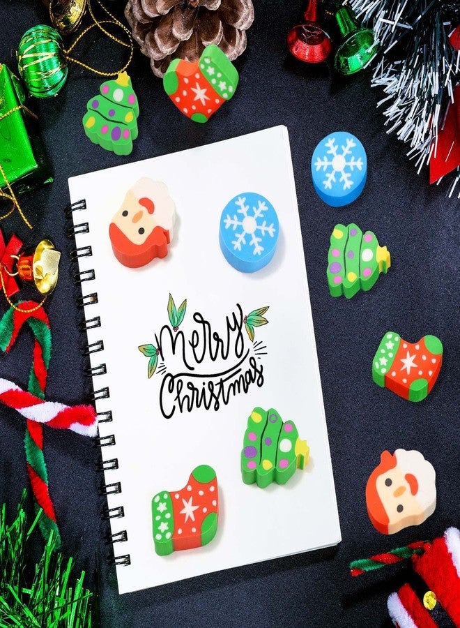 LIGHOON Christmas Erasers Bulk, Large Christmas Tree Snowflake Eraser Bulk, Xmas Pencil Erasers for Xmas Party Favors, Classroom Prizes, Gift Supplies, 24 Pcs (6 Pack) - Image 3