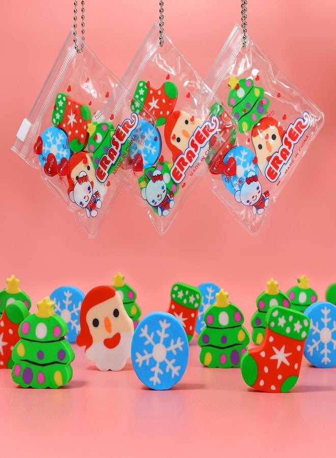 LIGHOON Christmas Erasers Bulk, Large Christmas Tree Snowflake Eraser Bulk, Xmas Pencil Erasers for Xmas Party Favors, Classroom Prizes, Gift Supplies, 24 Pcs (6 Pack) - Image 2