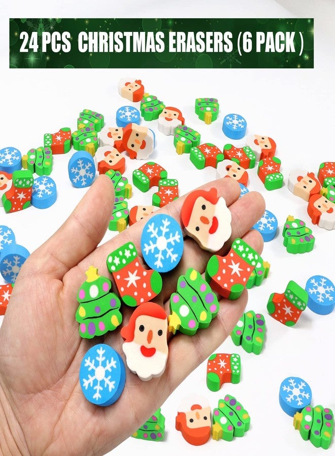 LIGHOON Christmas Erasers Bulk, Large Christmas Tree Snowflake Eraser Bulk, Xmas Pencil Erasers for Xmas Party Favors, Classroom Prizes, Gift Supplies, 24 Pcs (6 Pack) - Image 5