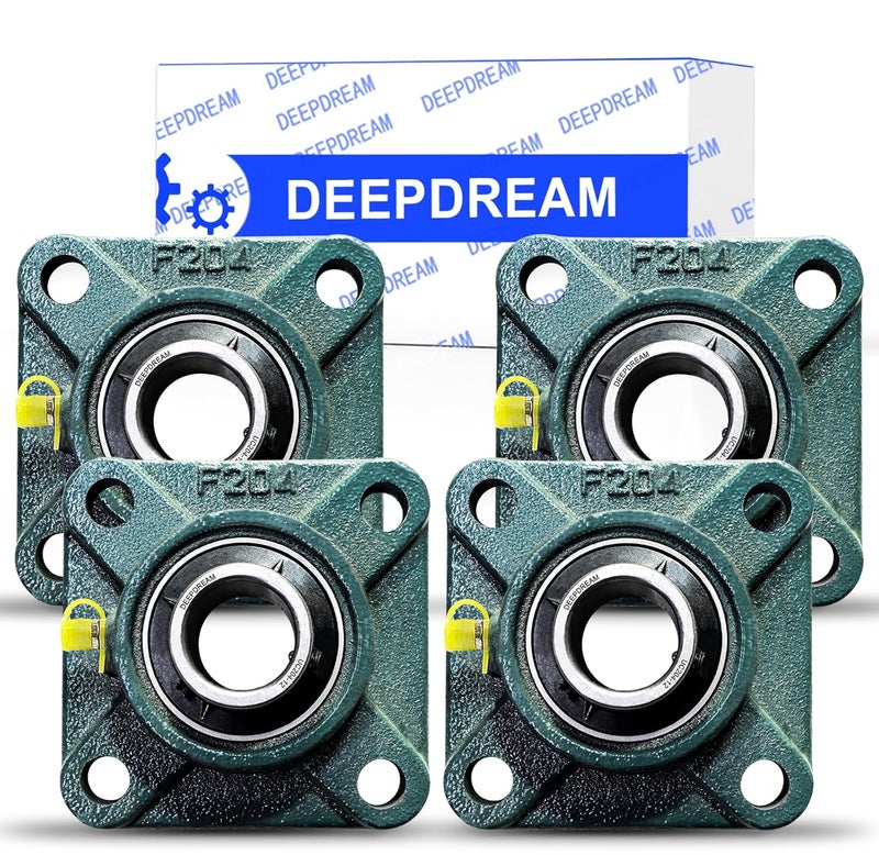DEEPDREAM 4 Pcs of UCF204-12 Pillow Block Bearings, 3/4 inch Bore, Square Flange Mounted, Self Alignment - Image 1