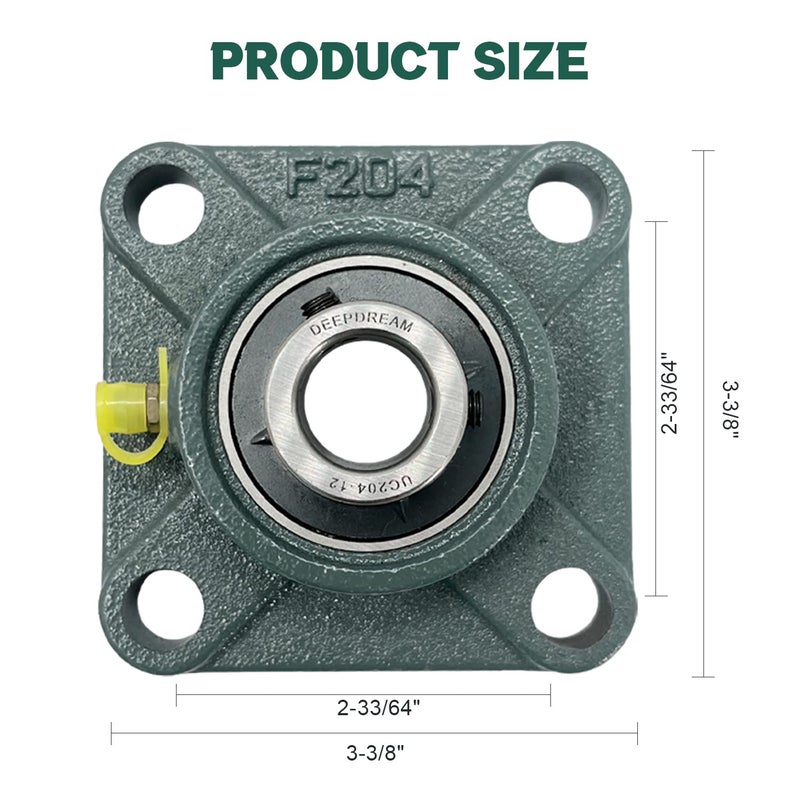 DEEPDREAM 4 Pcs of UCF204-12 Pillow Block Bearings, 3/4 inch Bore, Square Flange Mounted, Self Alignment - Image 2