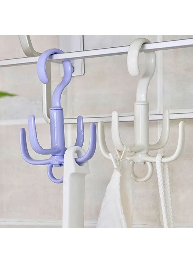 4 Prong Rotating Hook Multifunctional Plastic Scarf Bag Hanger No Drill Wall Mount Assorted Colors - Image 5
