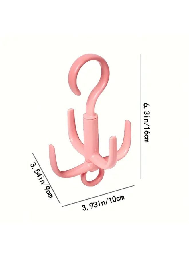 4 Prong Rotating Hook Multifunctional Plastic Scarf Bag Hanger No Drill Wall Mount Assorted Colors - Image 4