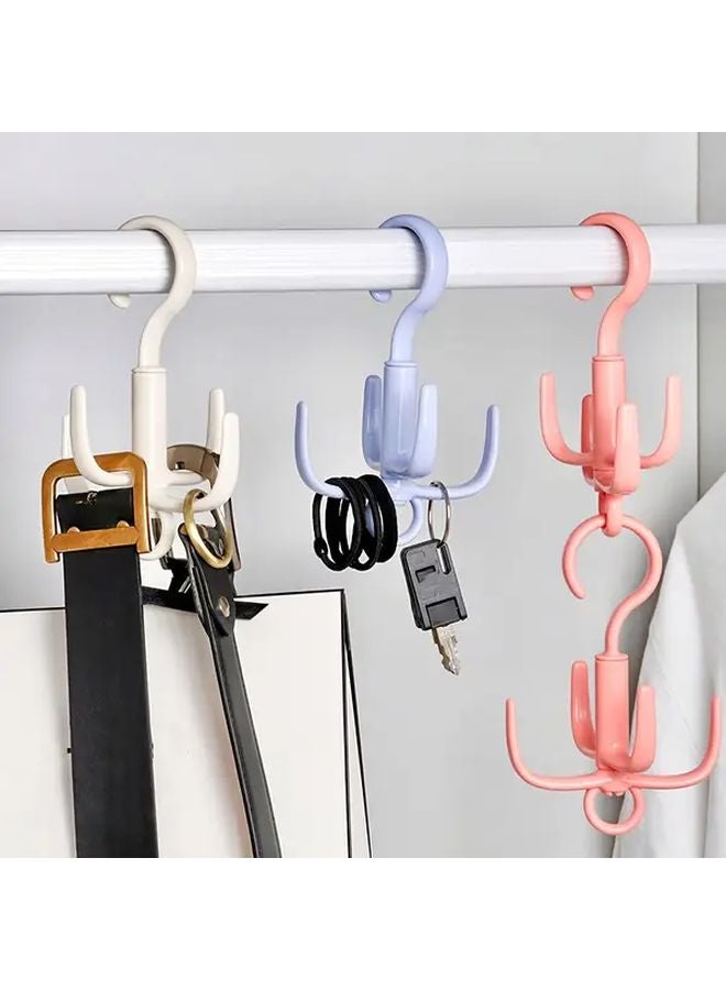 4 Prong Rotating Hook Multifunctional Plastic Scarf Bag Hanger No Drill Wall Mount Assorted Colors - Image 2