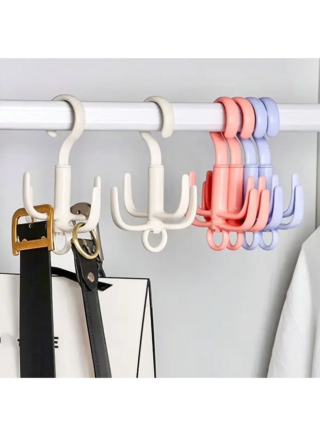 4 Prong Rotating Hook Multifunctional Plastic Scarf Bag Hanger No Drill Wall Mount Assorted Colors - Image 3