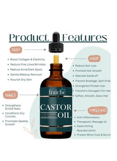 Live Fraiche Live Fraiche Organic Castor Oil (4oz) + Filled Mascara Tube, 100% USDA Pure, Cold Pressed, Hexane Free Lash Serum Hair Growth Oil for Eyelashes, Eyebrows, Hair - Brow and Hair Treatment Oil  - Image 2