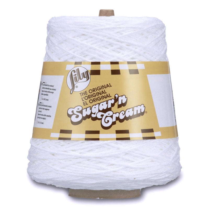 Lily Sugarn Cream Cotton Cone Yarn White 1 Cone 14 oz Pack of 1