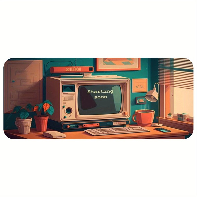 Retro TV Mouse Pad XXL 23.6x11.8inch Desk Mat For Computer Gaming Office - Image 1
