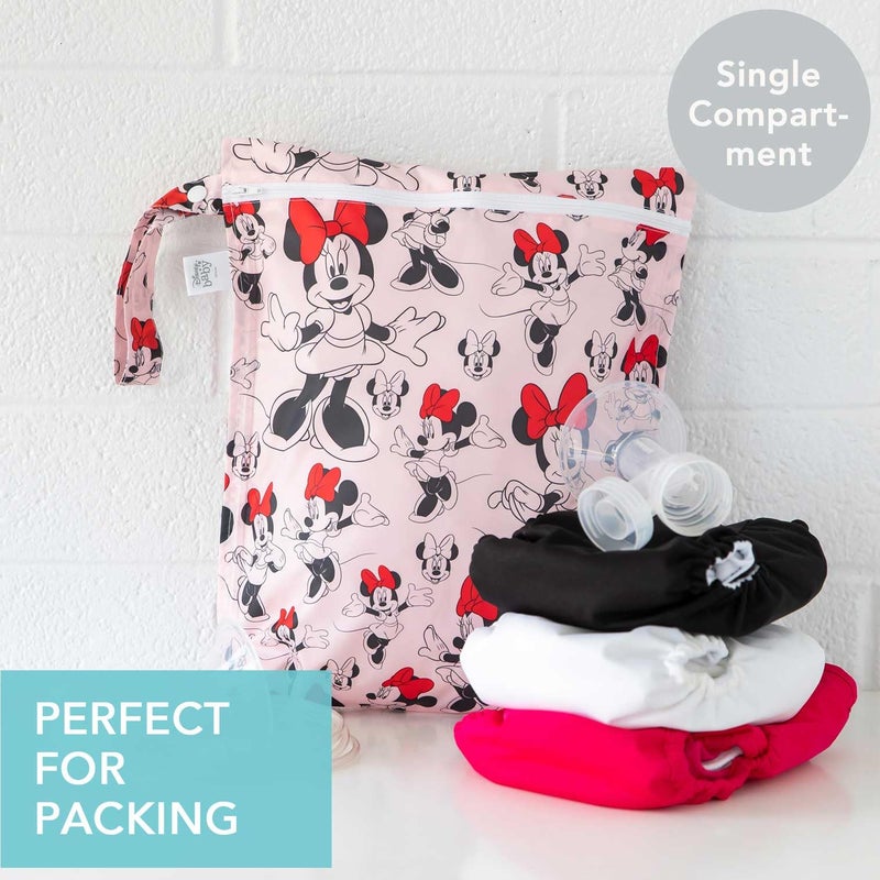 Bumkins Disney Waterproof Wet Bag for Baby, Travel, Swim Suit, Cloth Diapers, Pump Parts, Pool, Beach, Gym Clothes, Toiletry, Hook to Stroller, Daycare, Zip Reusable Wetdry Packing Pouch, Mickey Mouse - Image 2