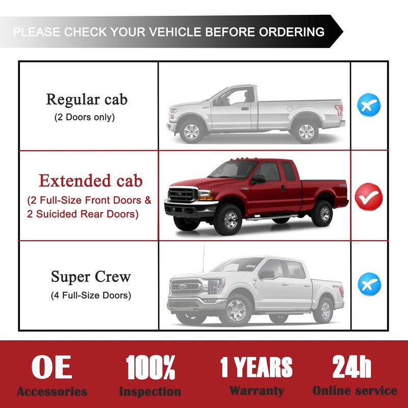 TQPONLY قفل الباب الخلفي الأيسر TQPONLY لسيارات فورد F250 و F150 ذات الكابينة الممتدة من 1997-2004 - Image 5