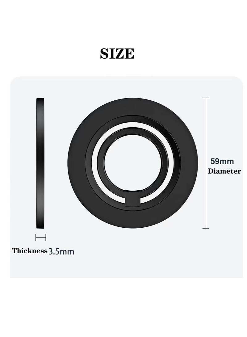 ELTRAZONE Magnetic Phone Ring Holder with Adjustable Kickstand | Compatible with MagSafe iPhone Models | 360° Rotating Grip & HaloLock Magnetic Stand | Strong Hold, Slim Profile, Hands-Free Viewing | Ideal for Video Calls, Browsing, Gaming – Black - Image 2