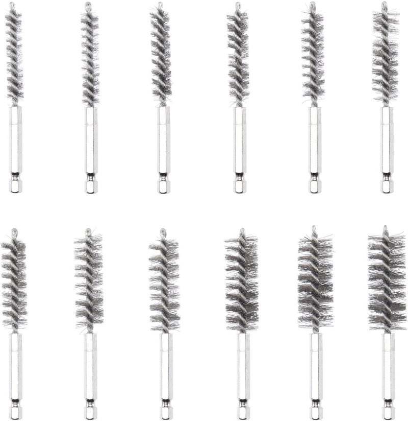 NEIKO 00325A Wire Brush Drill Attachments with 1/4-Inch Hex Shank, SAE and MM Brushes Assortment, Mountable on Power Drill or Die Grinder, 38-Piece Set - Image 5